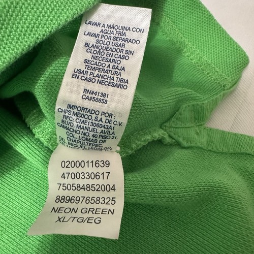 Camisa Polo CHAPS Para Hombre Extra Grande Verde Neón Manga Corta 100% Algodón Usada en Excelente Condición - Imagen 6 de 8