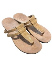 Vionic Elvia Camel Brown Snakeskin Flip Flop Sandals Women  s 9.5 Orthotic S35-1