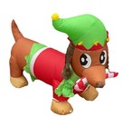 Joiedomi 5’ Wiener Dog Inflatable TESTED Dachshund Elf Decoration Christmas