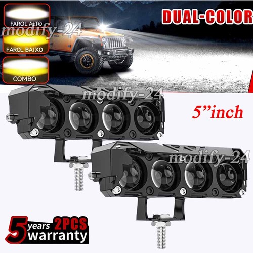 2X 5inch LED Work Light Bar Spot Pods Driving White+Yellow Offroad Fog Lamp SUV - Picture 1 of 12