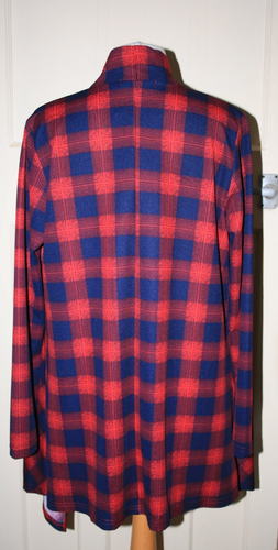 BNWT SIZE L FITS 16 ALLEGRA K RED CHECK STRETCHY JACKET WITH LONGER SIDES - Imagen 5 de 6