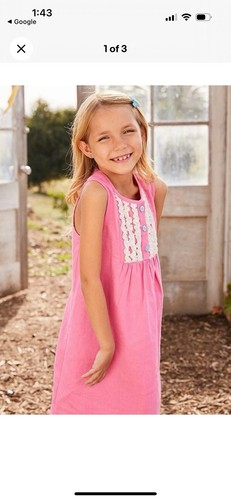 Matilda Jane Dazzling Dream Dress Pink Linen Ruffle Front Buttons Size 8 - Picture 5 of 5