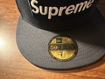 Supreme New Era Navy Box Logo Championship Hat Cap 7 1/2 SS25