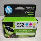 NEW Exp 02/27  Genuine HP 952 Cyan Magenta and Yellow Ink Cartridges N9K27AN 