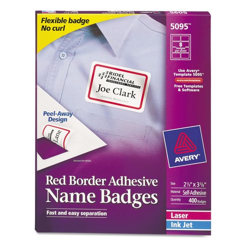 Avery Flexible Selbstklebende Laser/Tintenstrahl Namensschild Etiketten 2 1/3 x 3 3/8 RD