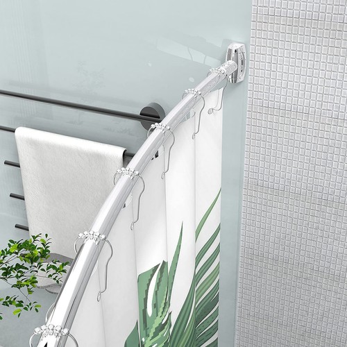 Gebogene Duschvorhangstange 43-72 cm verstellbar, Aluminium Duschstange Rostpr... - Bild 4 von 8