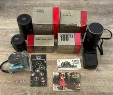 Vintage Canon  Misc. Lot of Camera Gear Lenses Cases Speed Light Mics. Parts