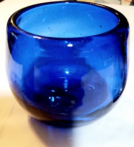 Cobalt  Blue Decorative Hand Painted Florals Signed Glass & Blown Glass 3 Pcs - Picture 12 of 20