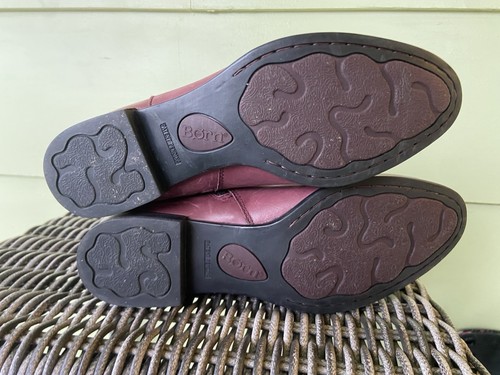 Botas de moto planas Born Elma granate rojas gamuza cuero media pantorrilla talla 9 - Imagen 15 de 19