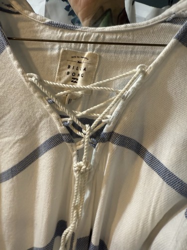 Billla Bong Hoodie Damen groß blau weiß gestreift leicht Schnürung Billabong - Bild 3 von 4