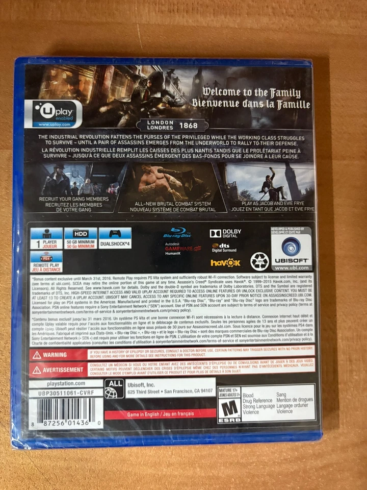 Assassin's Creed: Syndicate (PS4) **BRAND NEW** FACTORY SEALED*** - Image 2 of 2