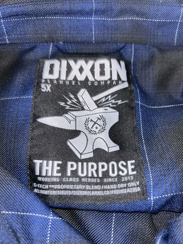 NUEVO SIN ETIQUETAS Camisa Dixxon Talla 5X Para Hombres Azul Negro Franela a Cuadros El Propósito Abotonada L/S - Imagen 7 de 9