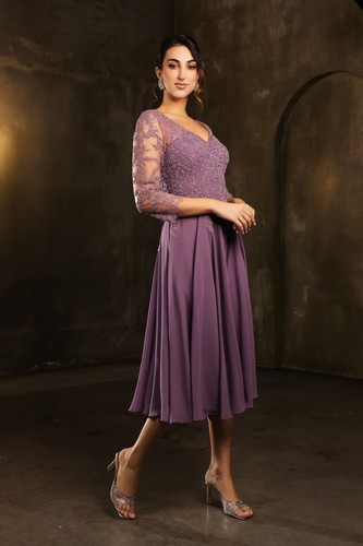 Womens Dresses For Mother Of The Bride V-Neck 3/4 Sleeves A-Line Plus Size - Picture 7 of 34