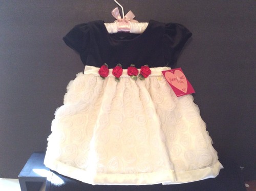 JENNY & ME Girls Dress 12 Months Black White Red Rosettes Special Occasion Party