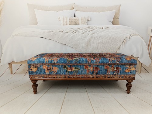 Handmade furniture, Hidden storage, Ottoman bench, Bohemian bench, Footstool - Picture 2 of 11