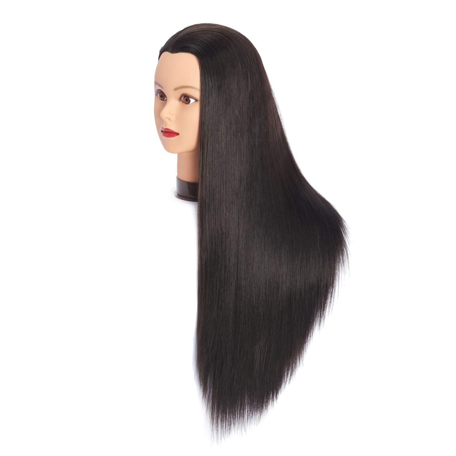 Long Hair Mannequin Head for Hairdressing Practice with Clamp Stand 26-28In