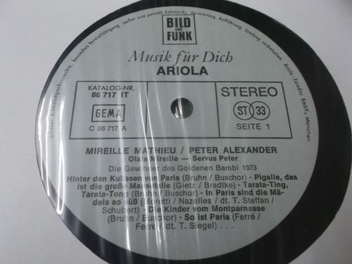 70635 - OLALA MIREILLE MATHIEU, SERVUS PETER ALEXANDER - 1973 ARIOLA VINYL LP - Bild 3 von 3
