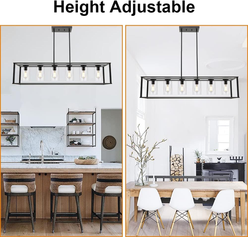 6-Light Chandeliers Black Finished Farmhouse Dining Room Lighting Fixtures Hangi - Picture 6 of 7