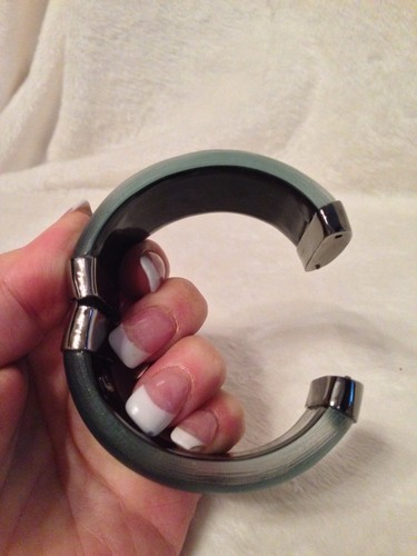 ALEXIS BITTAR GREEN LUCITE Bracelet RHODIUM ACCENTS - Picture 9 of 10