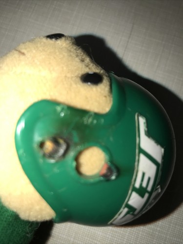 NEW YORK JETS Minature Teddy Bear VINTAGE W/Plastic Helmet #7 6 Inch NFL - Foto 4 di 5