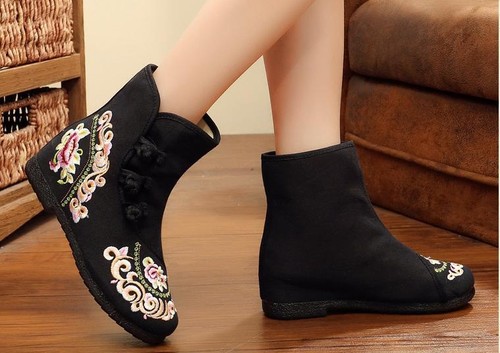 New Chinese Style Women's Classic Floral canvas Shoes Floral Melaleuca Boot gift - Picture 4 of 11