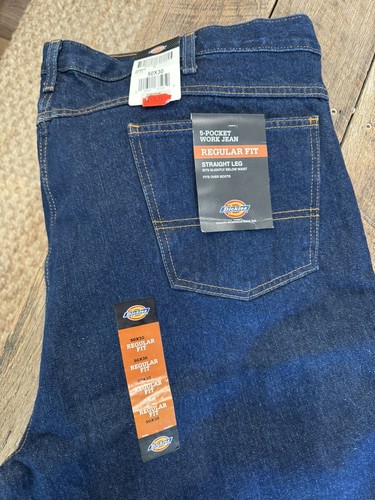 NWT Mens Dickies 5 Pocket Work Jeans 50 x 30 Regular Fit Straigh Leg Jeans - Picture 2 of 5