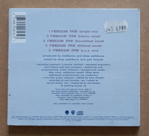 CD Maxi Single MADONNA Rescue Me 1991 Usa Sire Records Digipack. - Bild 2 von 4