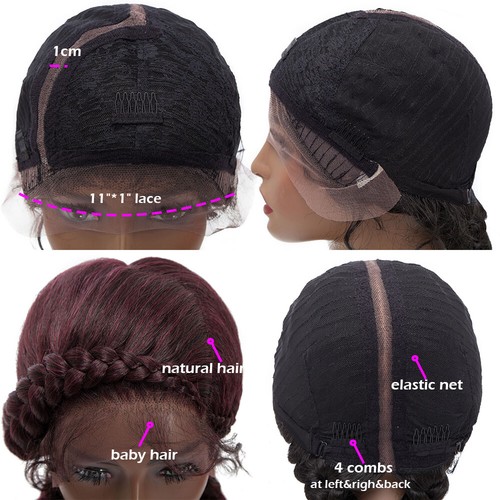Lace Front Hand Braided Updo Bun Cornrow Braids Women Wigs Long Hair 35" African - Picture 96 of 142