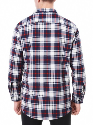 Men ' s 100% Cotton Plaid Flannel Shirt Long Sleeve Fashion Comfort Fit Pockets - Picture 26 of 95