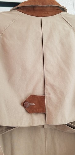 Cappotto antipioggia lungo JOHN PARTRIDGE 12 guardaroba Jape indossato una volta collare e finiture in pelle scamosciata - Foto 5 di 10