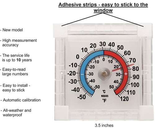 3'' New Premium Window Thermometer Outdoor Waterproof Upgraded Accuracy - Picture 2 of 8