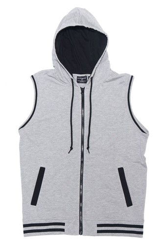 MEN'S Lightweight Sleeveless Gym Fitness Zipper Contrast Vest Hoodie Th890-A1H - Picture 40 of 82