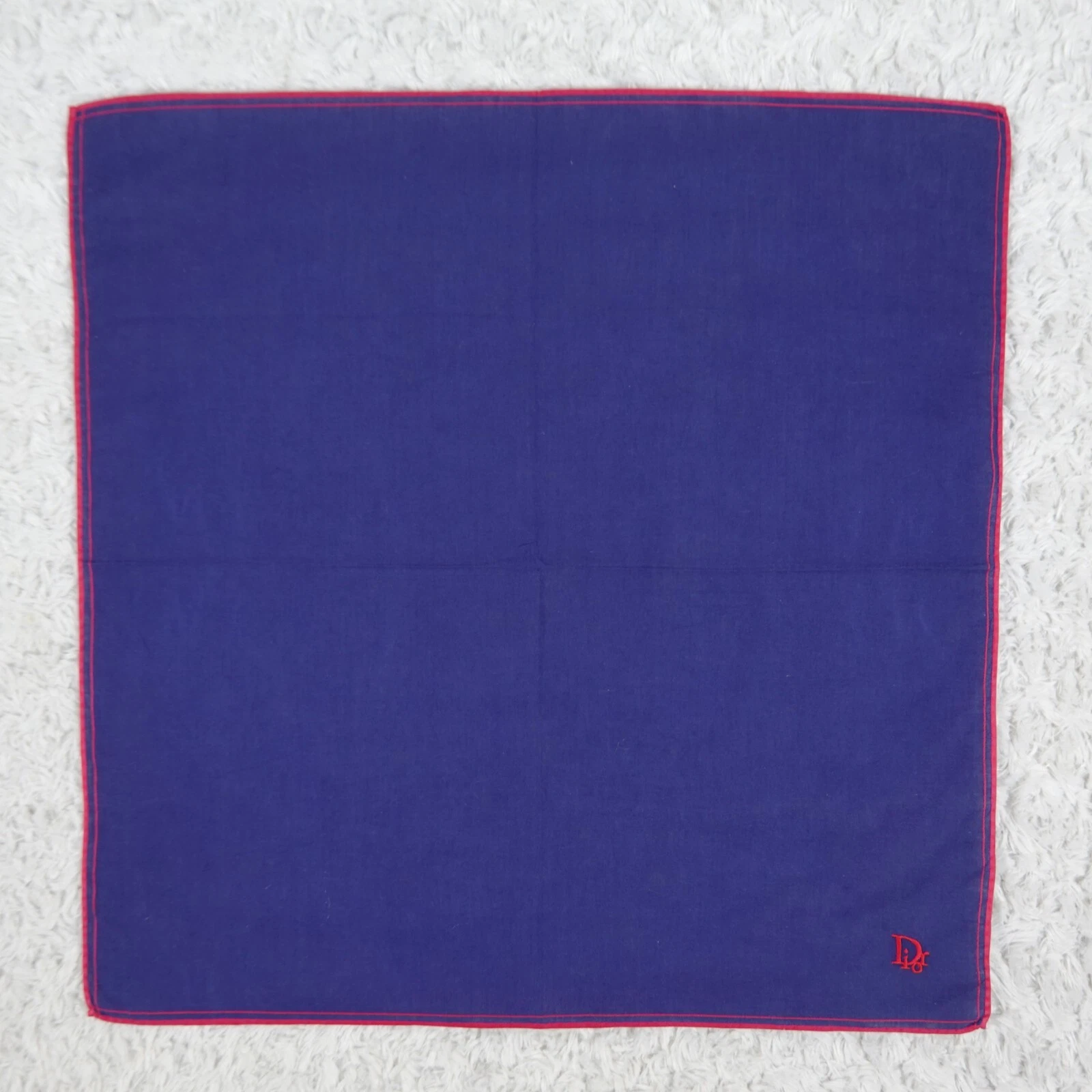 N120 DIOR Foulard bleu blanc coton uni foulards poche carré 18,5