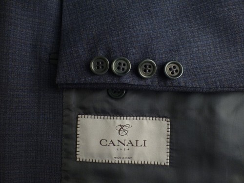 Canali Suit 48C/38S W32 Blue Gray Plaid Great Condition Italy Green