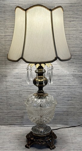 Vintage Hollywood Regency geschliffen Kristall Tischlampe hängend Kristall Prisma Akzente - Bild 2 von 16