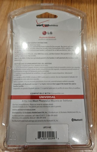 NEW SEALED! Verizon Wireless LG Universal Bluetooth Headset: Model LBT210Z - Picture 2 of 3