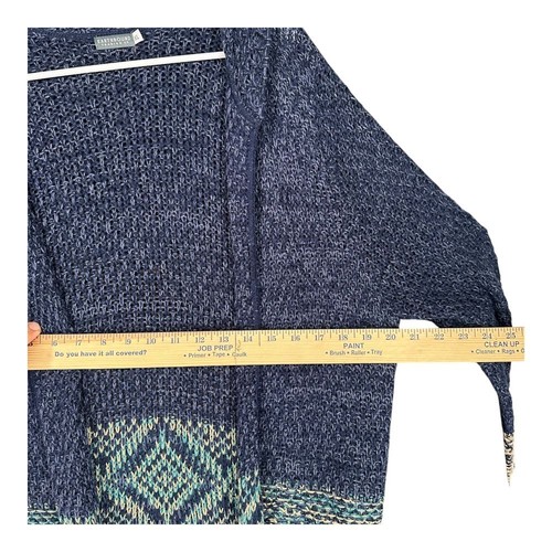 Earthbound Trading Women's XL Blue Open Cardigan Hoodie Gypsy Boho Lagenlook - Picture 9 of 13