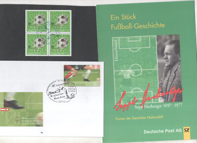 Fußball EM 2020 Viererblock + 2008 Ganzsache+ Folder Dt. Bundestrainer s.2 Fotos