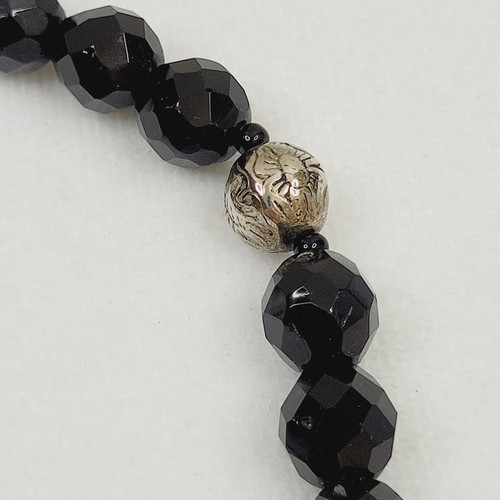 Silberfarben Schwarz Rot Acryl und Glasperlen Modeschmuck Halskette Halsband - Bild 5 von 8