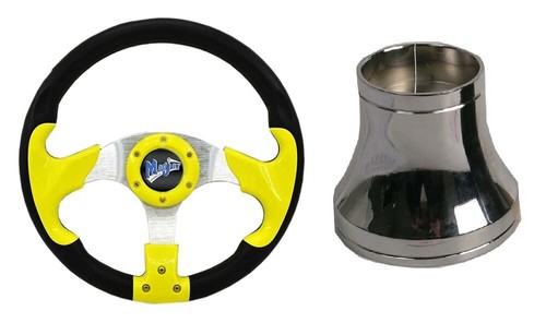 Madjax 13" Yellow Razor Steering Wheel w/ Chrome Hub Adapter Yamaha G16-G29