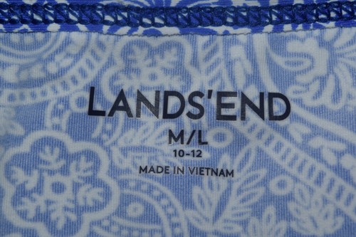 LANDS' END Sz M-L 10-12 Blue White Paisley Scoop Neck Stretch Shift Dress - Picture 9 of 9