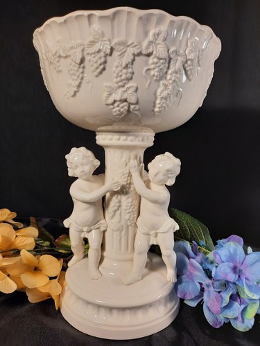 Lefton "Renaissance" Rococo Revival 11 1/2" Tall Pedestal Fruit Bowl RARE - Picture 8 of 12