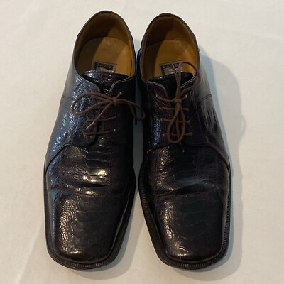 David Eden Genuine Ostrich Dress Shoes Mens Size 12 Orca Dark