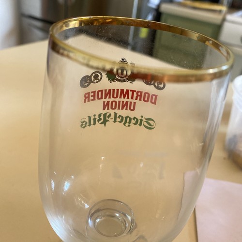 DORTMUNDER UNION PILS .2 liter Gold Rimmed Stemmed Beer Glass Dortmund GERMANY - Picture 4 of 6