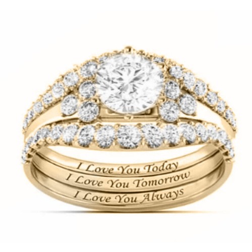 Elegant Women Silver Pld Wedding Ring Princess Cubic Zircon Ring Sz 5-10 - Picture 2 of 8