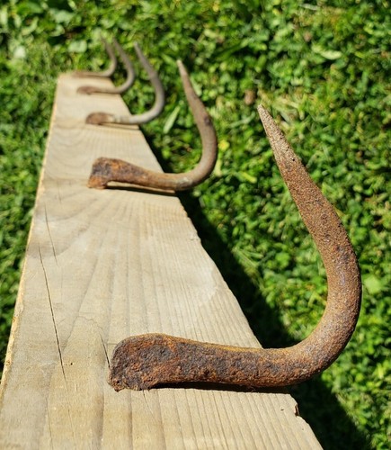 Antik Vintage Metzgerei Regal geschmiedete Haken Landhausladen primitiv rustikal - Bild 7 von 24