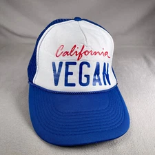 California Vegan Hat Men OS Blue Snapback Trucker Cap Otto Mesh Back Funny