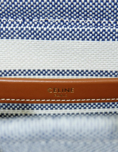 Celine Striped Canvas Small Cabas Thais Bag w/ Calfskin Triomphe - Picture 8 of 9