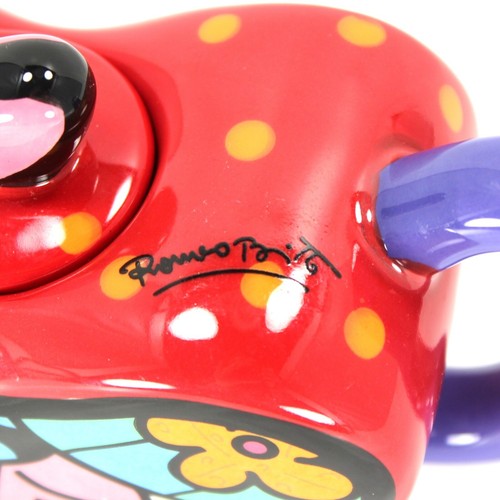 Romero Britto Herz Teekanne Mini 2010 Pop Art Kiss Top Zustand - Bild 7 von 13