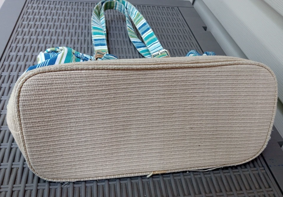 Cartera/bolso/tote de lona a rayas azules, verdes y blancas Havana Jack’s Café Foto 3 de 4